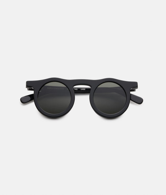 LIND MIDNIGHT /  black round-frame sunglasses