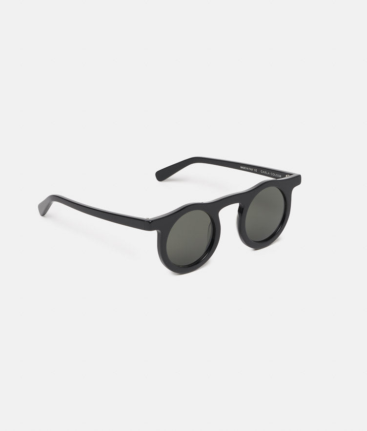 LIND MIDNIGHT black round-frame sunglasses