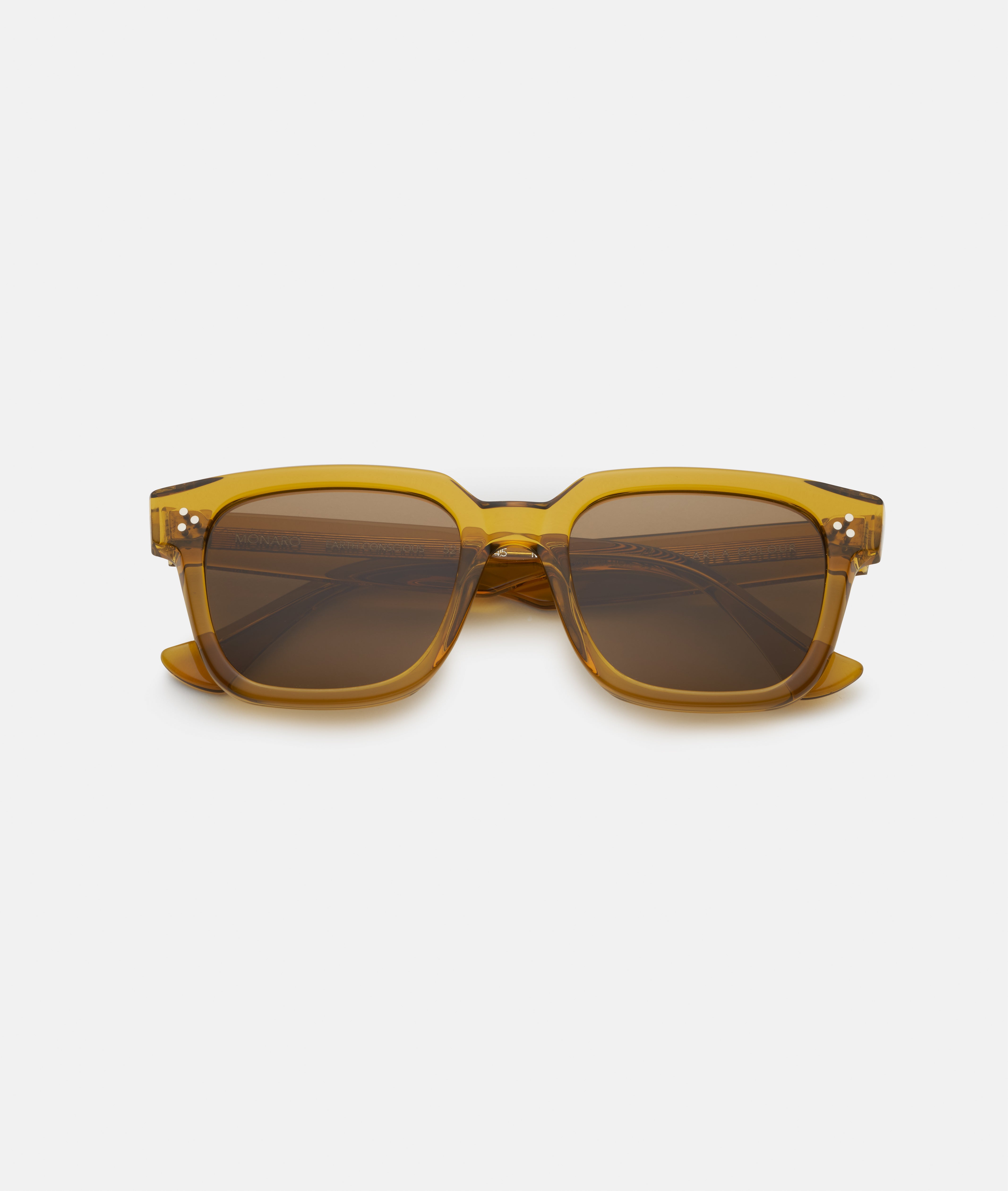 MONARO / CARAMELLA — Yellow Square Sunglasses, Dark Brown Lens