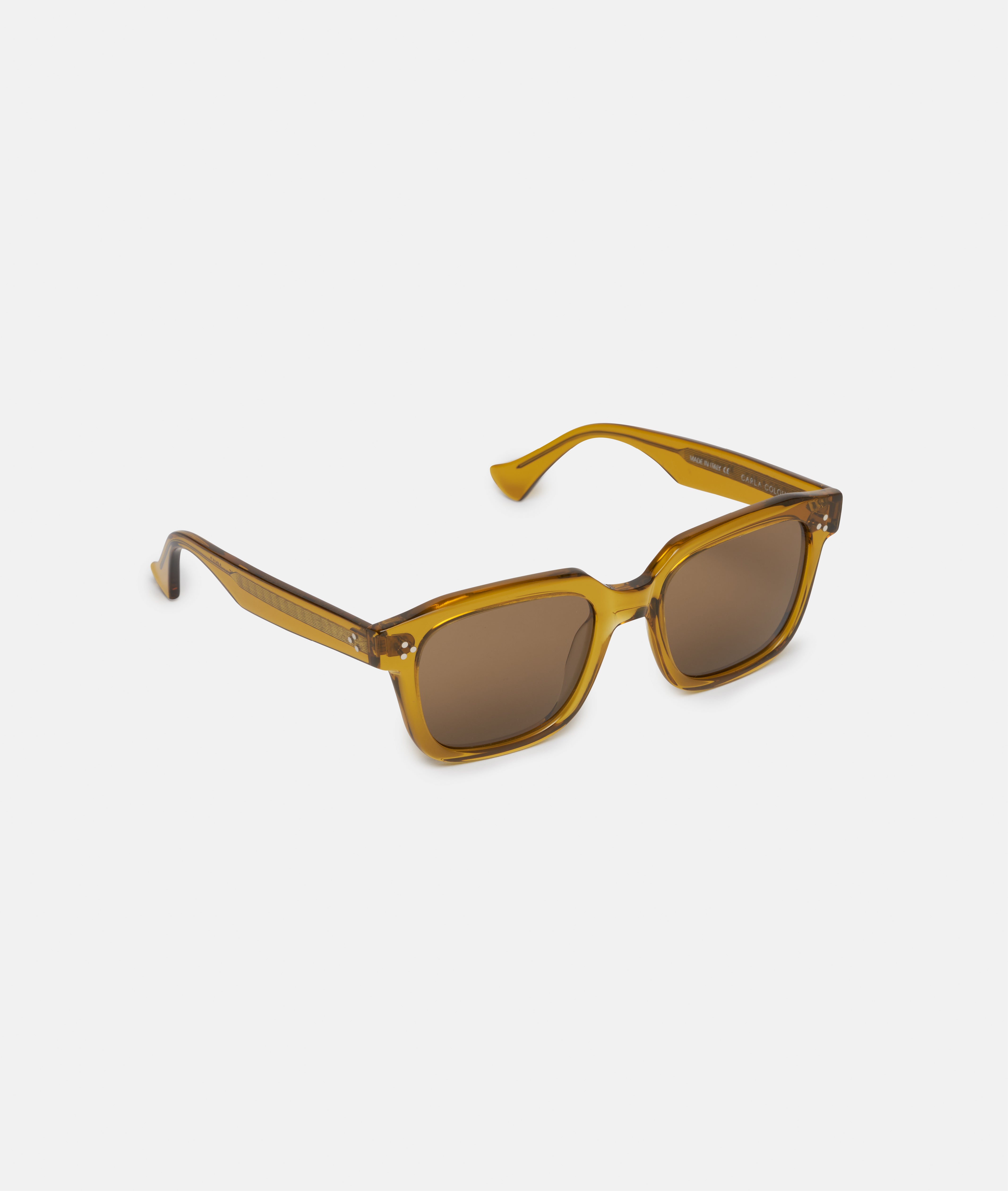 MONARO / CARAMELLA — Yellow Square Sunglasses, Dark Brown Lens