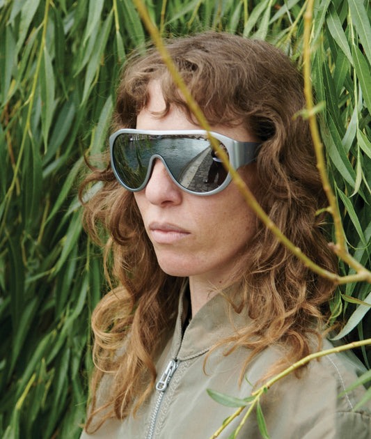 TURIN / MERCURY SILVER / Wraparound Shield Sunglasses, Silver Mirror Lens