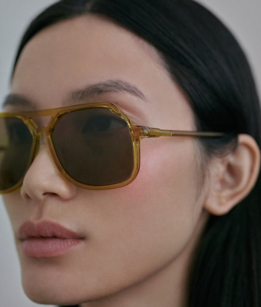 VITO CARAMELLA / oversized, yellow aviator sunglasses