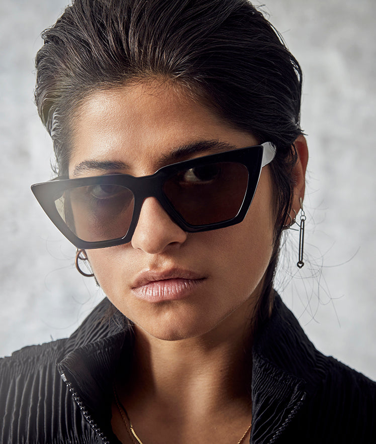 Modan-midnight-black-cat-eye-sunglasses-designer-on-model
